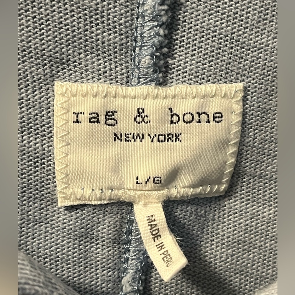 Rag & Bone Short Sleeve Polo Light Blue Cotton Men's Size Large - Picture 2 of 7